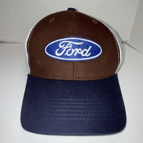outdoor cap Company Other - Ford Logo Blue Brown White Mesh Trucker Adjustable Snapback Hat Cap OSFM
